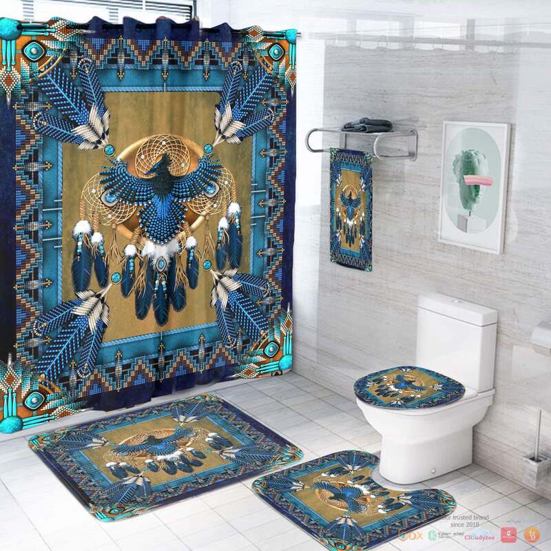 Blue Thunderbird Mandala Native American Bathroom Set