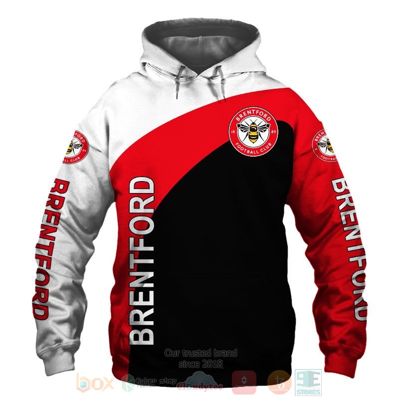 Brentford FC white red black 3D shirt hoodie 1 2 3 4 5 6 7 8 9 10 11 12