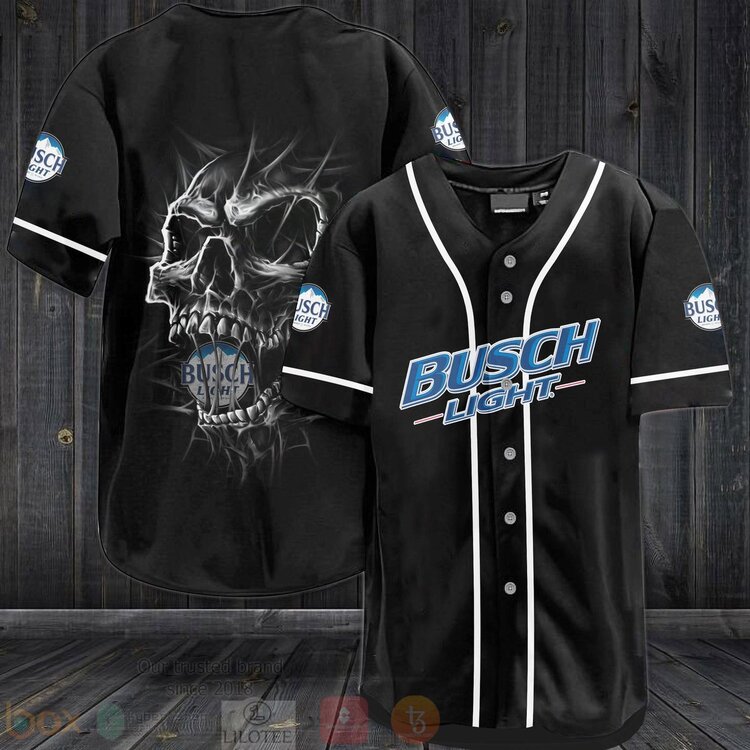 Busch Light Skull Black Baseball Jersey