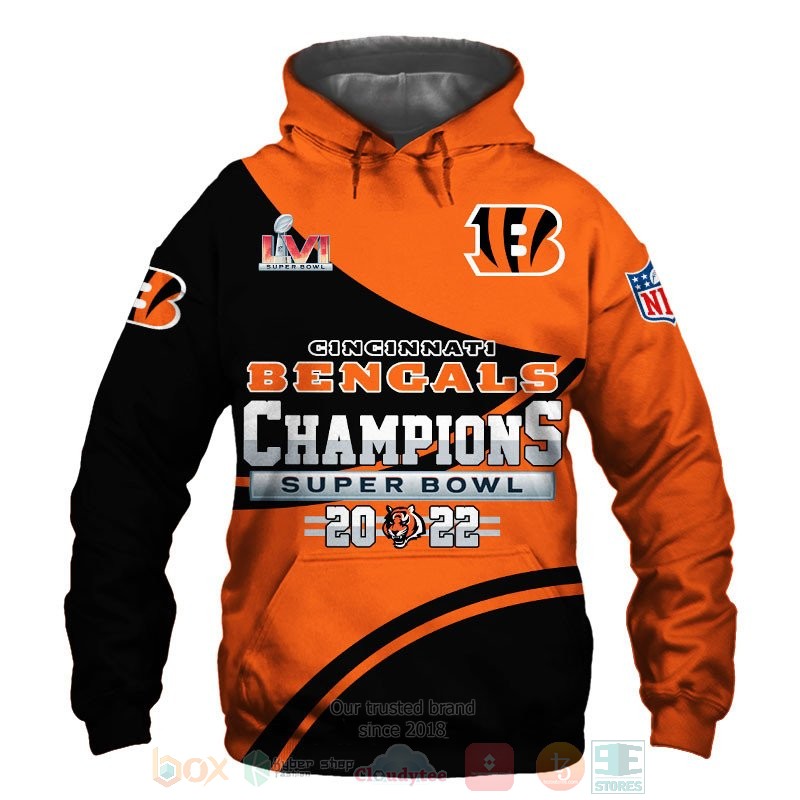 Cincinnati Bengals NLF Champions Super Bowl 2022 3D shirt hoodie 1 2 3 4 5 6 7 8 9 10 11 12