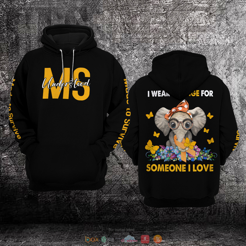 Elephant MS Understood Multiple Sclerosis Awareness 3D hoodie