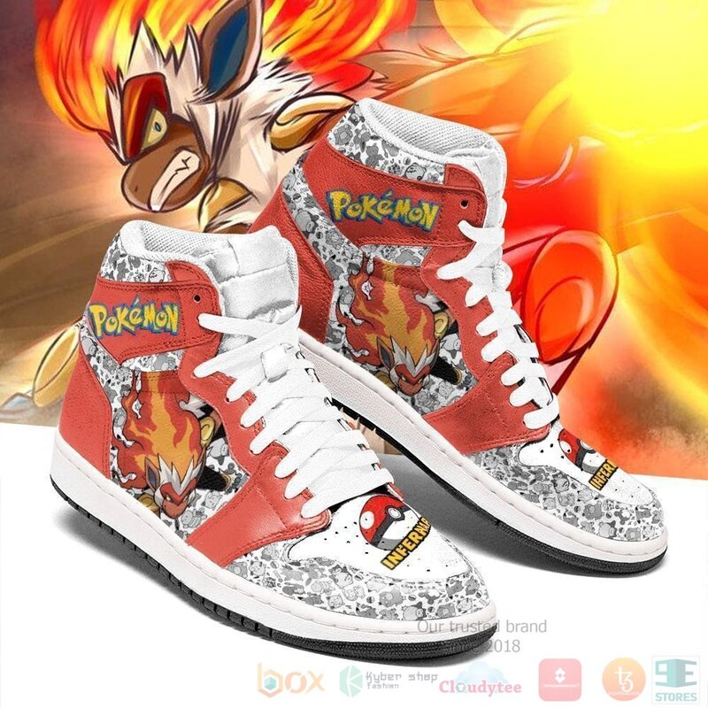 Infernape Sneakers Custom Anime Pokemon Air Jordan High Top Shoes 1