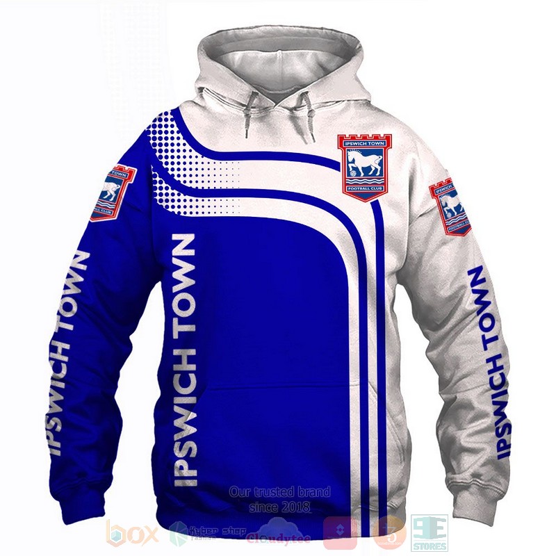 Ipswich Town FC blue white 3D shirt hoodie 1 2 3 4 5 6 7 8 9 10 11 12 13 14 15 16