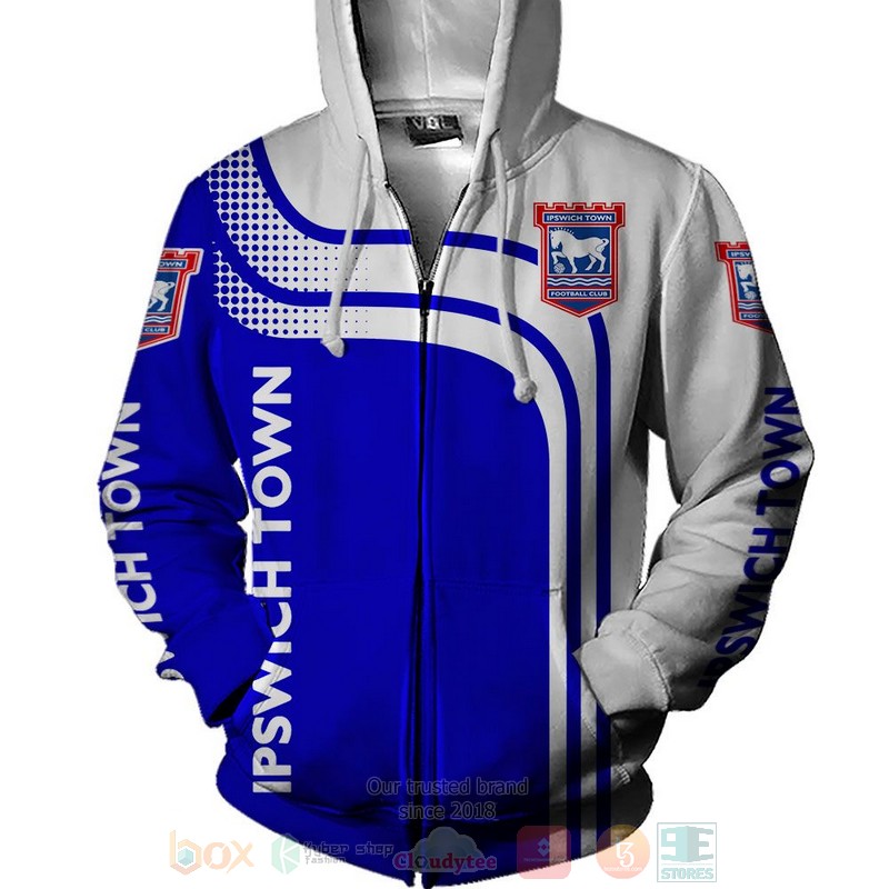 Ipswich Town FC blue white 3D shirt hoodie 1 2 3 4 5 6 7 8 9 10 11 12 13 14 15 16 17 18