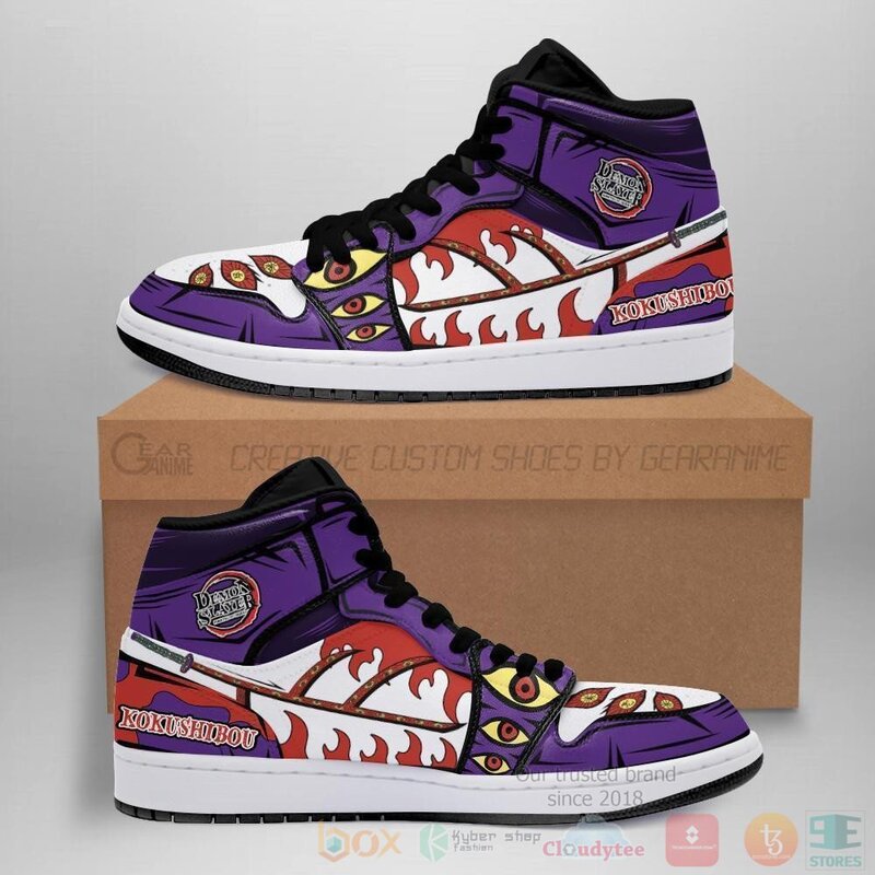 Kokushibou Sneakers Custom Anime Demon Slayer Air Jordan High Top Shoes