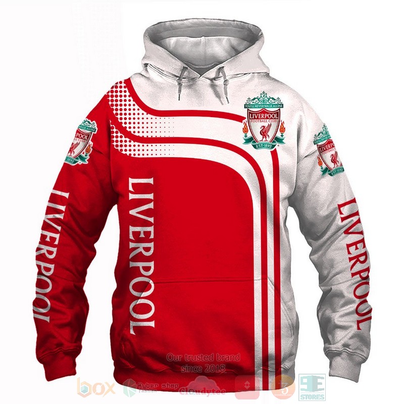 Liverpool FC white red 3D shirt hoodie 1 2 3 4 5 6 7 8 9 10 11 12