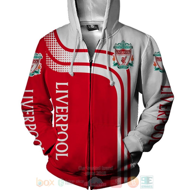 Liverpool FC white red 3D shirt hoodie 1 2 3 4 5 6 7 8 9 10 11 12 13 14