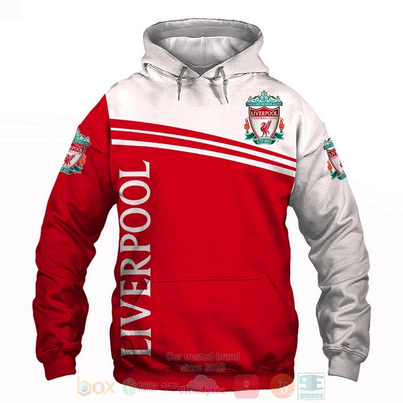 Liverpool Football Club red white 3D shirt hoodie 1 2 3 4 5 6 7 8 9 10 11 12