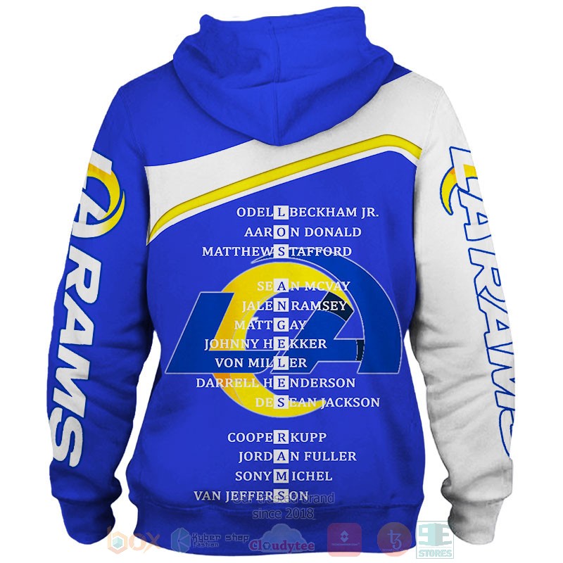 Los Angeles Rams white blue 3D shirt hoodie 1