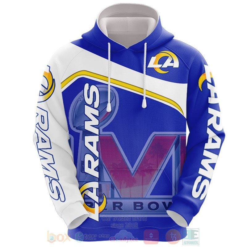 Los Angeles Rams white blue 3D shirt hoodie 1 2 3 4 5 6 7 8 9 10 11 12