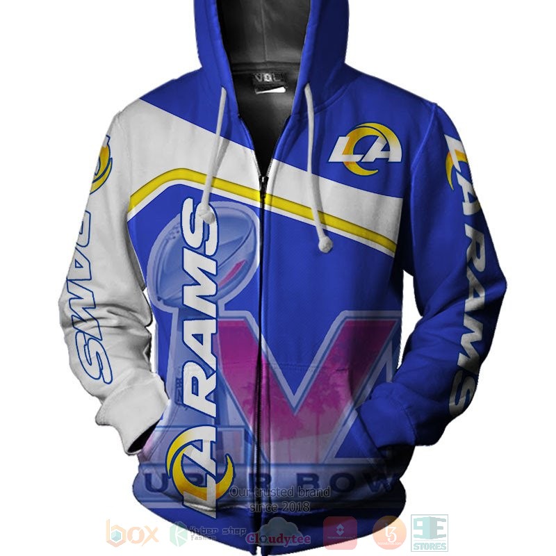 Los Angeles Rams white blue 3D shirt hoodie 1 2 3 4 5 6 7 8 9 10 11 12 13 14