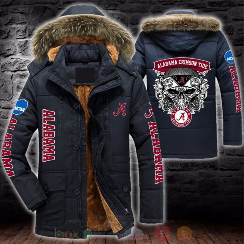 NCAA Alabama Crimson Tide Skull Parka Jacket 1