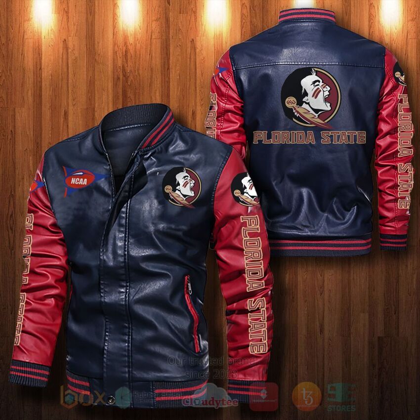 NCAA Florida State Seminoles Leather Bomber Jacket 1 2 3