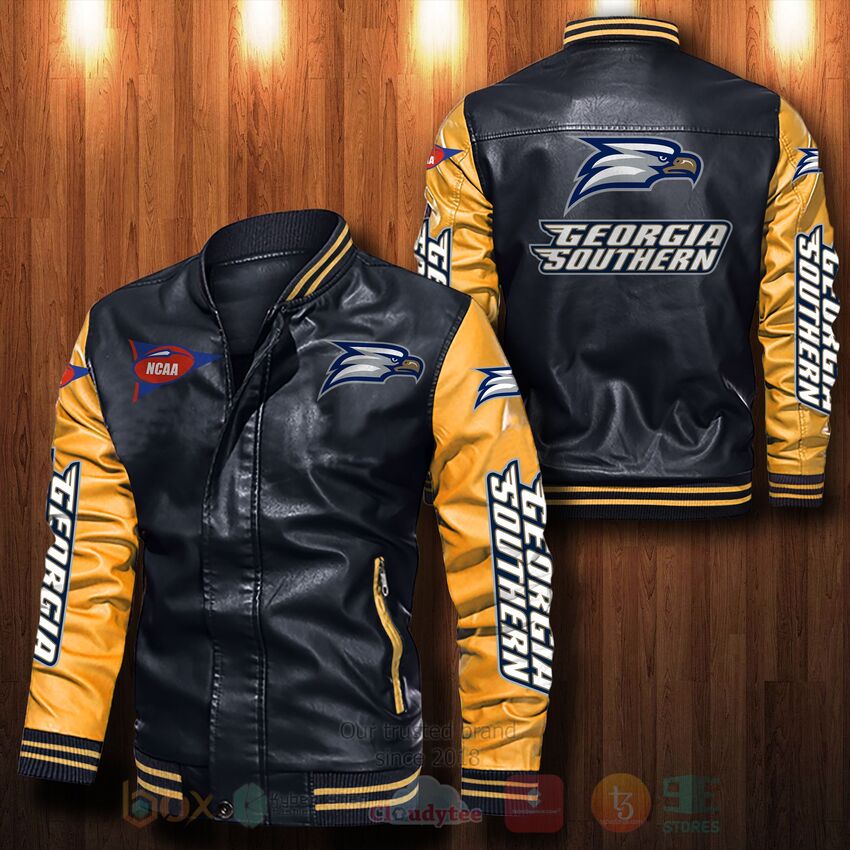 NCAA Georgia Southern Eagles Leather Bomber Jacket 1 2 3 4 5