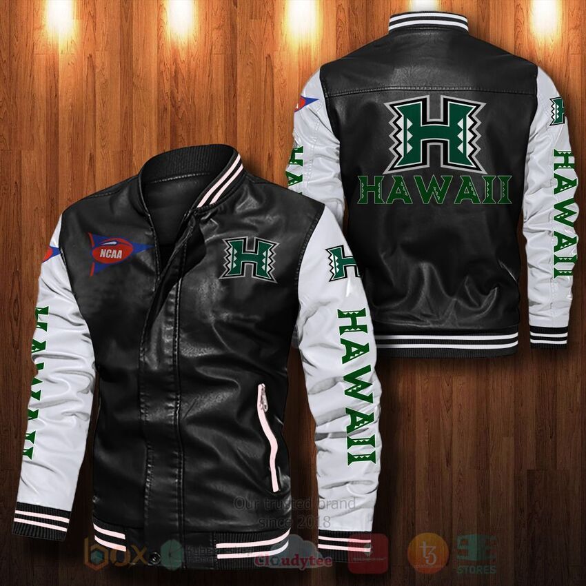 NCAA Hawaii Rainbow Warriors football Leather Bomber Jacket