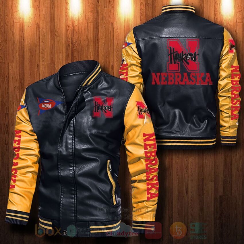 NCAA Nebraska Cornhuskers Leather Bomber Jacket 1 2 3 4 5