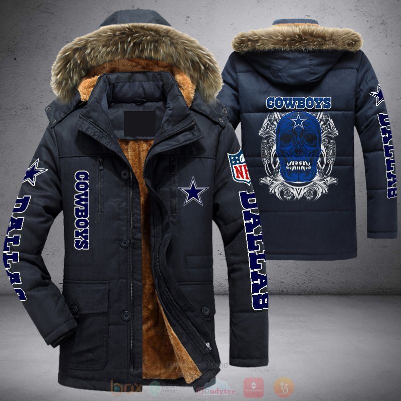 NFL Dallas Cowboys Skull Blue Parka Jacket 1