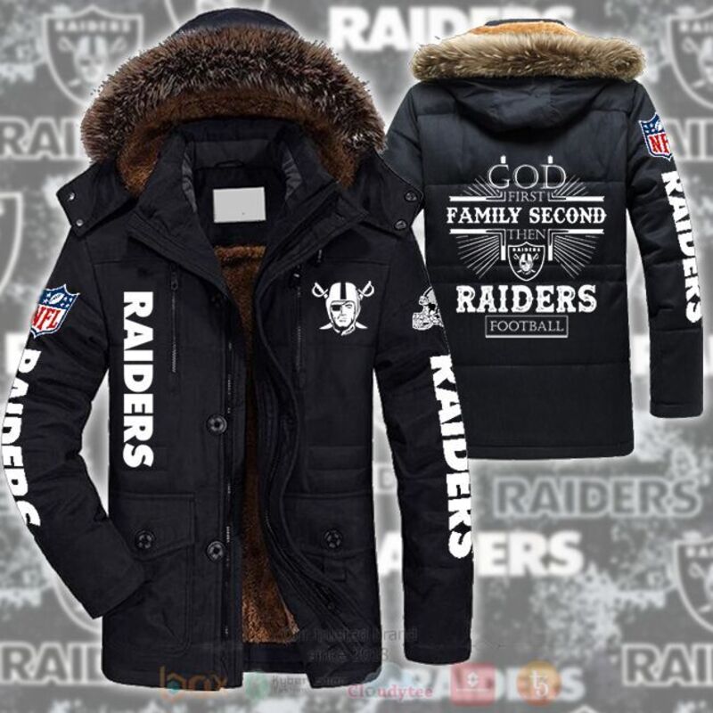 NFL Las Vegas Raiders God First Family Second Parka Jacket