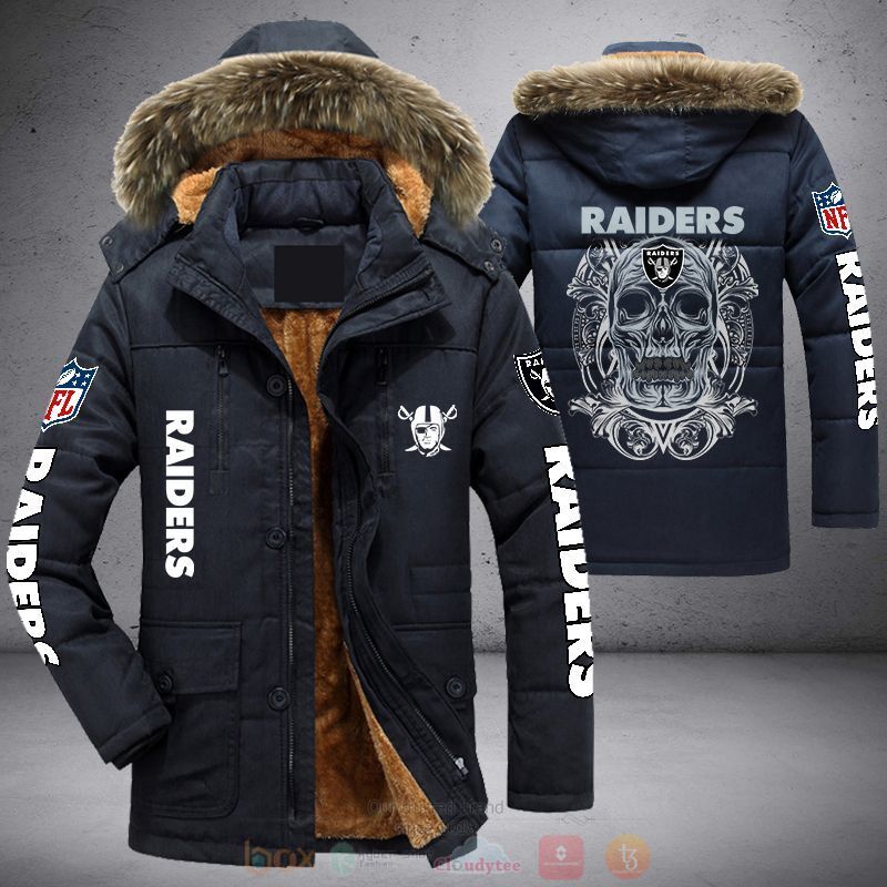 NFL Las Vegas Raiders White Skull Parka Jacket 1