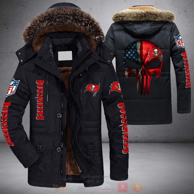 NFL Tampa Bay Buccaneers American Flag Punisher Skull Parka Jacket