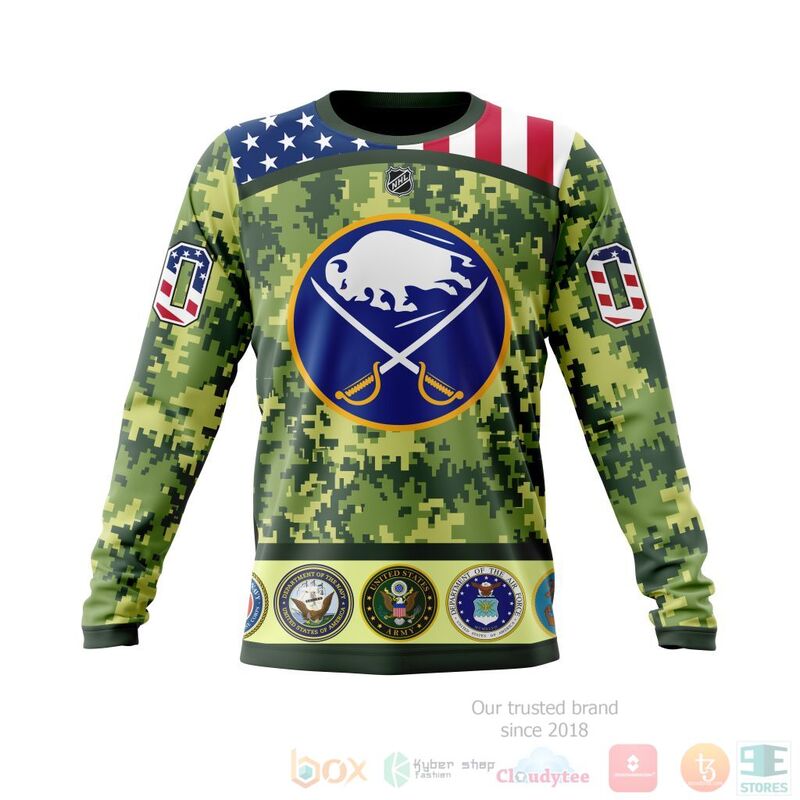 NHL Buffalo Sabres Honor Military With Green Camo Color 3D Hoodie Shirt 1 2