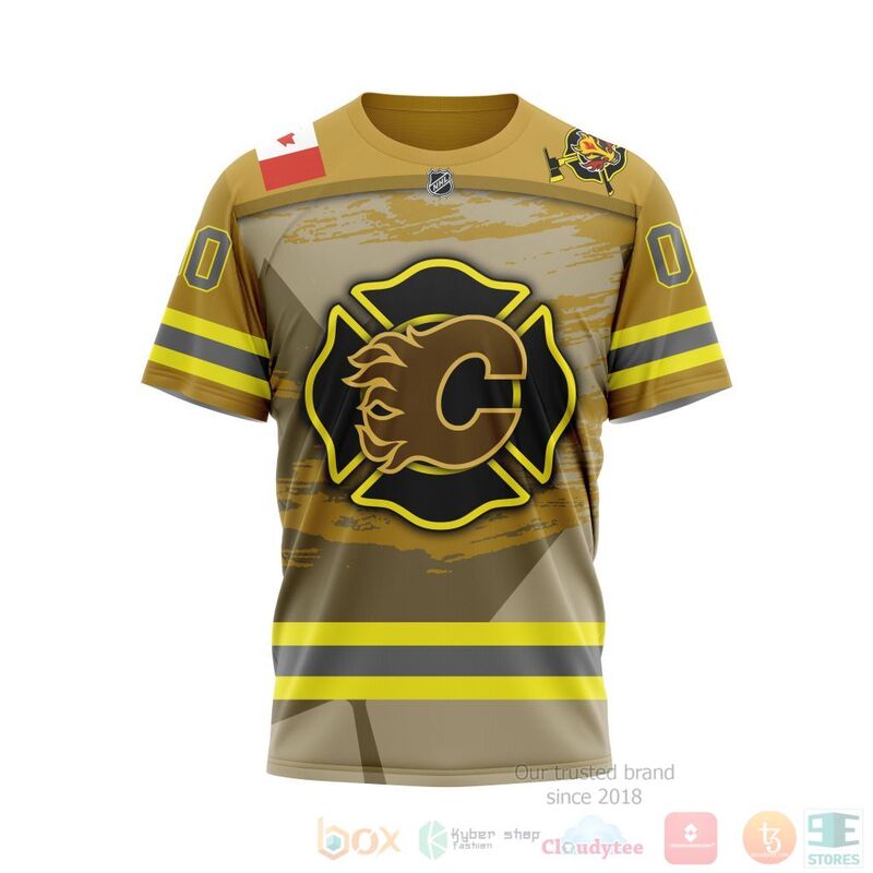 NHL Calgary Flames Honnor Firefighter Yellow 3D Hoodie Shirt 1 2 3