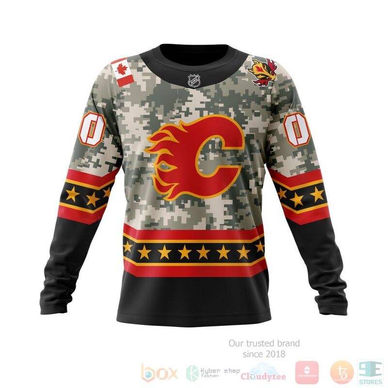 NHL Calgary Flames Honor Military With Camo Color 3D Hoodie Shirt 1 2