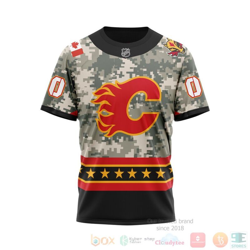 NHL Calgary Flames Honor Military With Camo Color 3D Hoodie Shirt 1 2 3