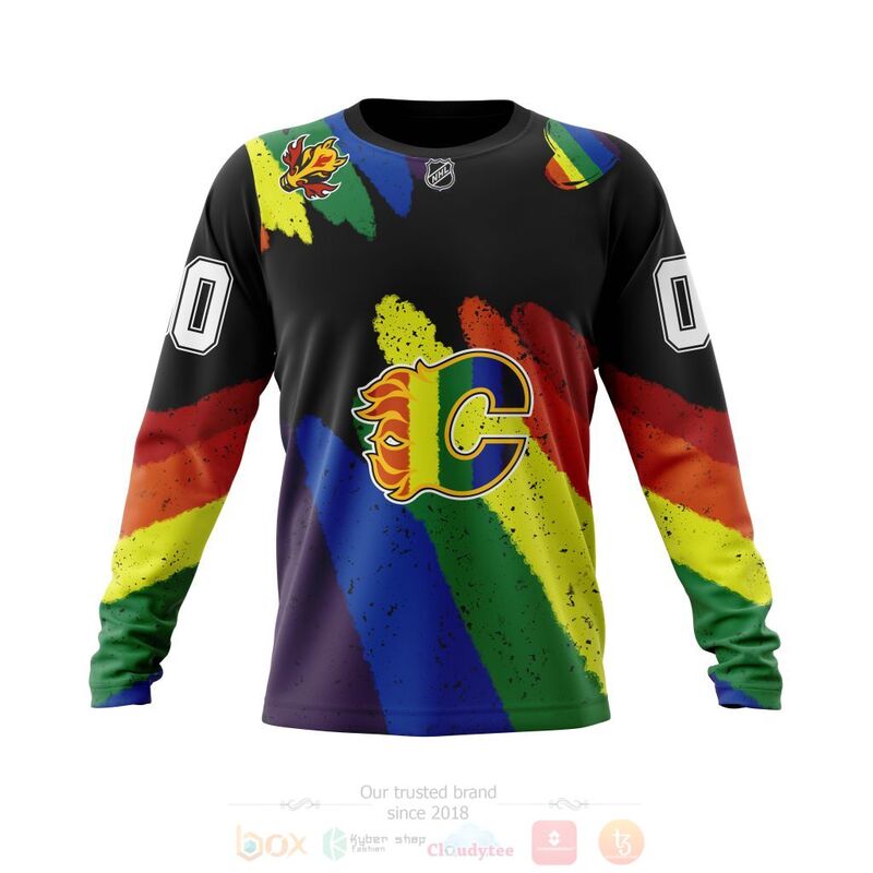 NHL Calgary Flames LGBT Pride Personalized Custom 3D Hoodie Shirt 1 2 3