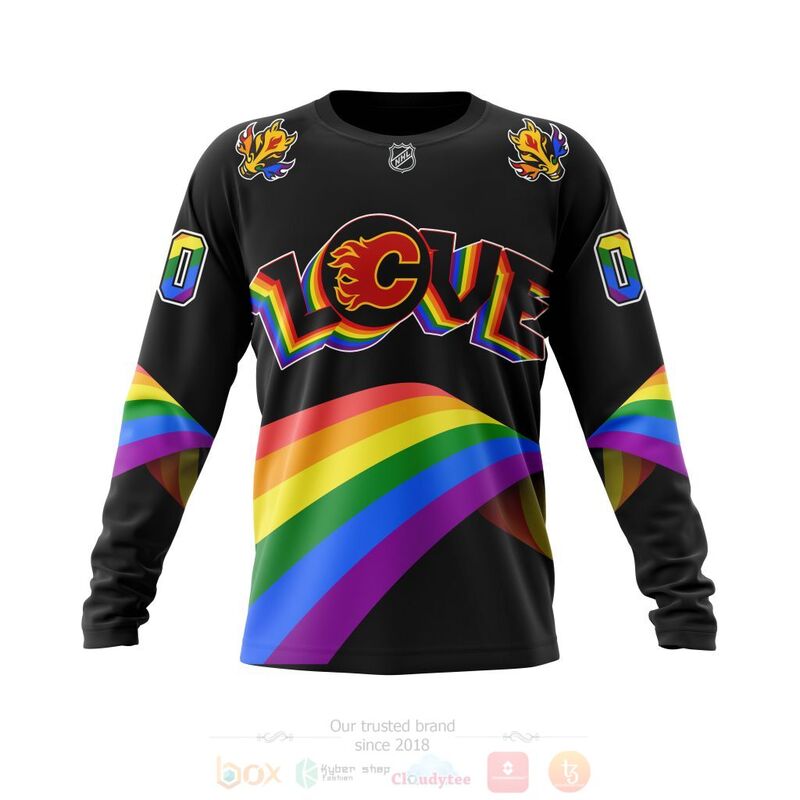 NHL Calgary Flames Love LGBT Pride Personalized Custom 3D Hoodie Shirt 1 2 3