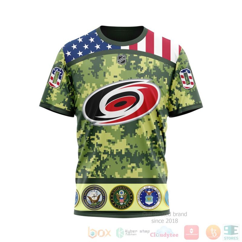 NHL Carolina Hurricanes Honor Military With Green Camo Color 3D Hoodie Shirt 1 2 3