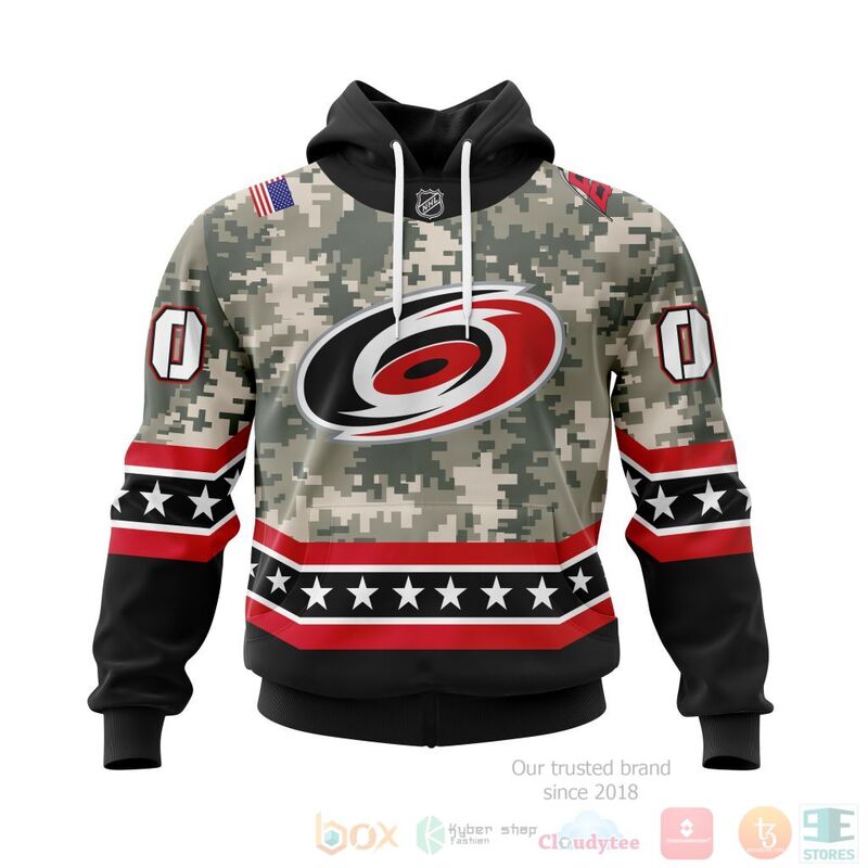 NHL Carolina Hurricanes Honor Military With White Camo Color 3D Hoodie Shirt
