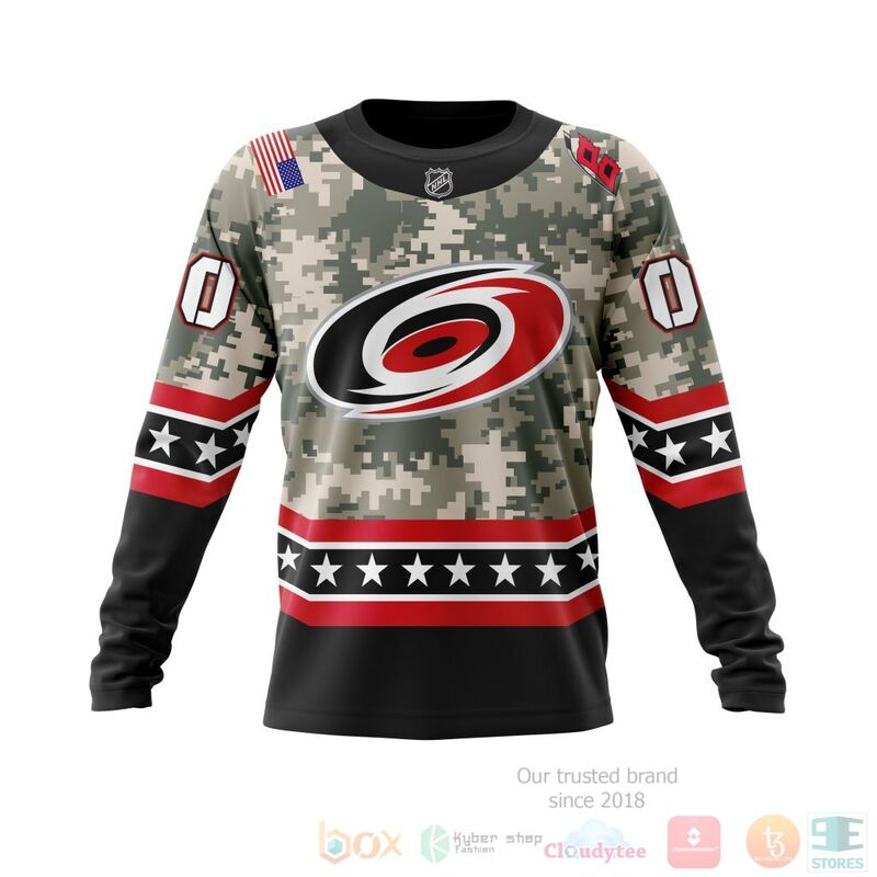 NHL Carolina Hurricanes Honor Military With White Camo Color 3D Hoodie Shirt 1 2