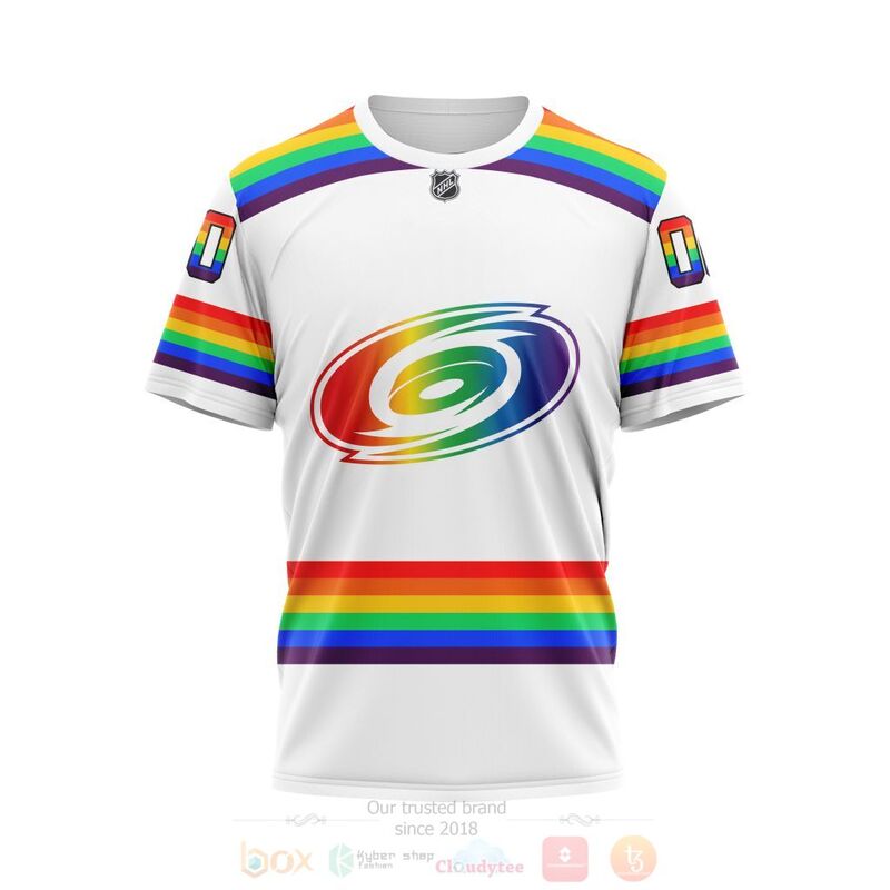 NHL Carolina Hurricanes LGBT Pride White Personalized Custom 3D Hoodie Shirt 1 2