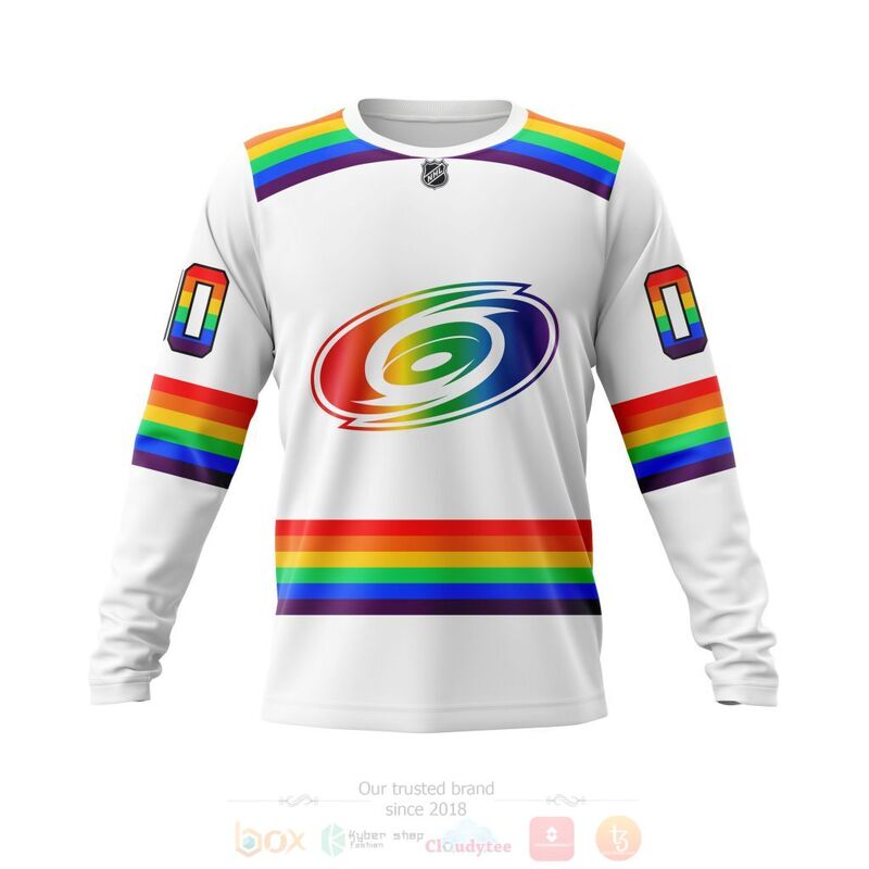NHL Carolina Hurricanes LGBT Pride White Personalized Custom 3D Hoodie Shirt 1 2 3