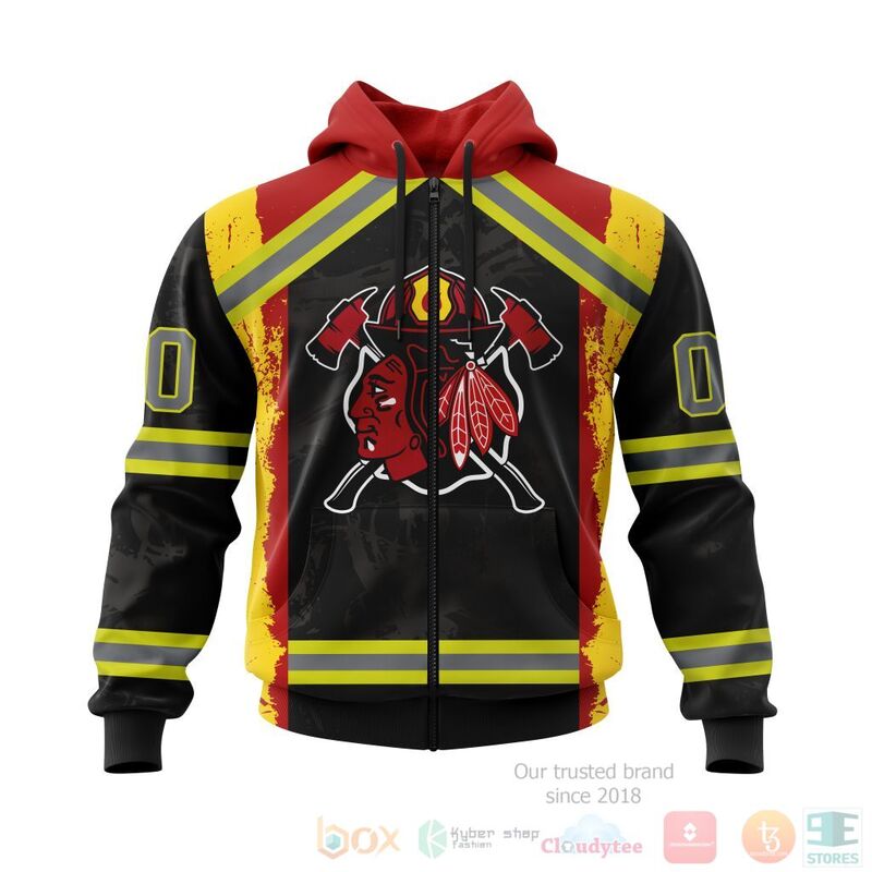 NHL Chicago BlackHawks Honnor Firefighter Black 3D Hoodie Shirt 1