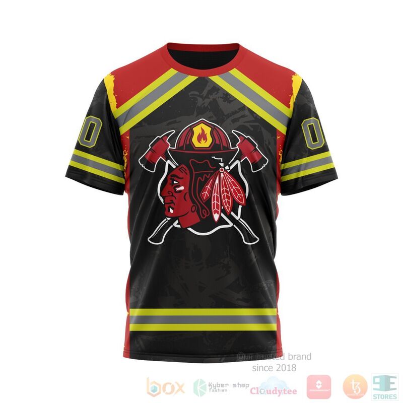 NHL Chicago BlackHawks Honnor Firefighter Black 3D Hoodie Shirt 1 2 3
