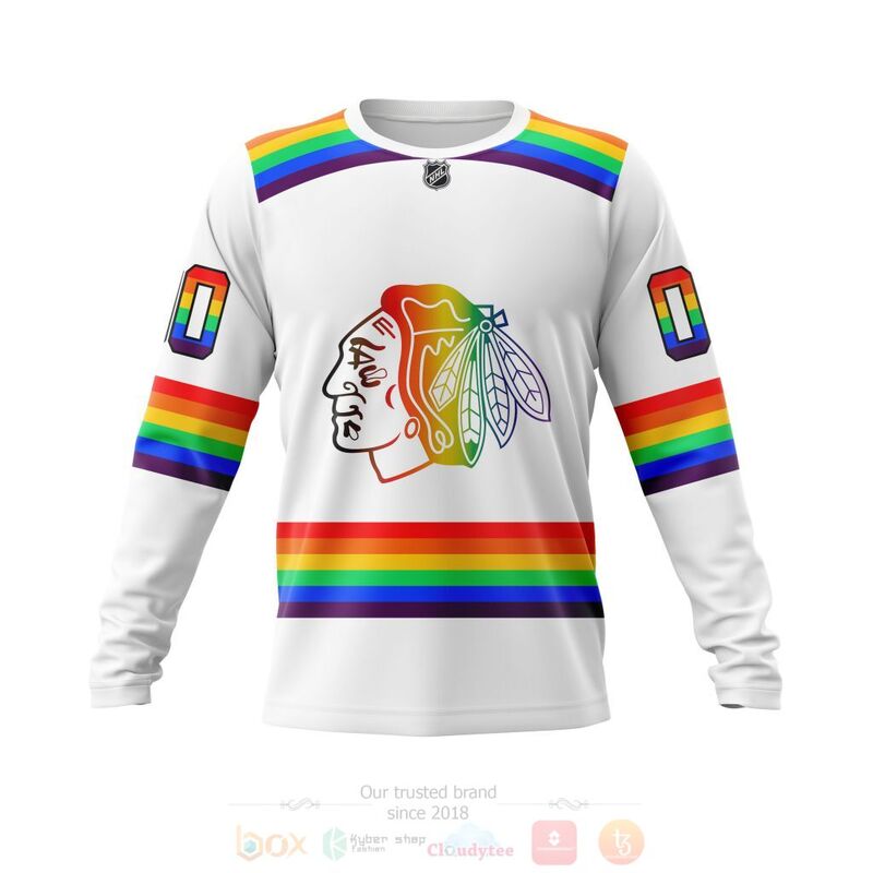 NHL Chicago BlackHawks LGBT Pride White Personalized Custom 3D Hoodie Shirt 1 2 3