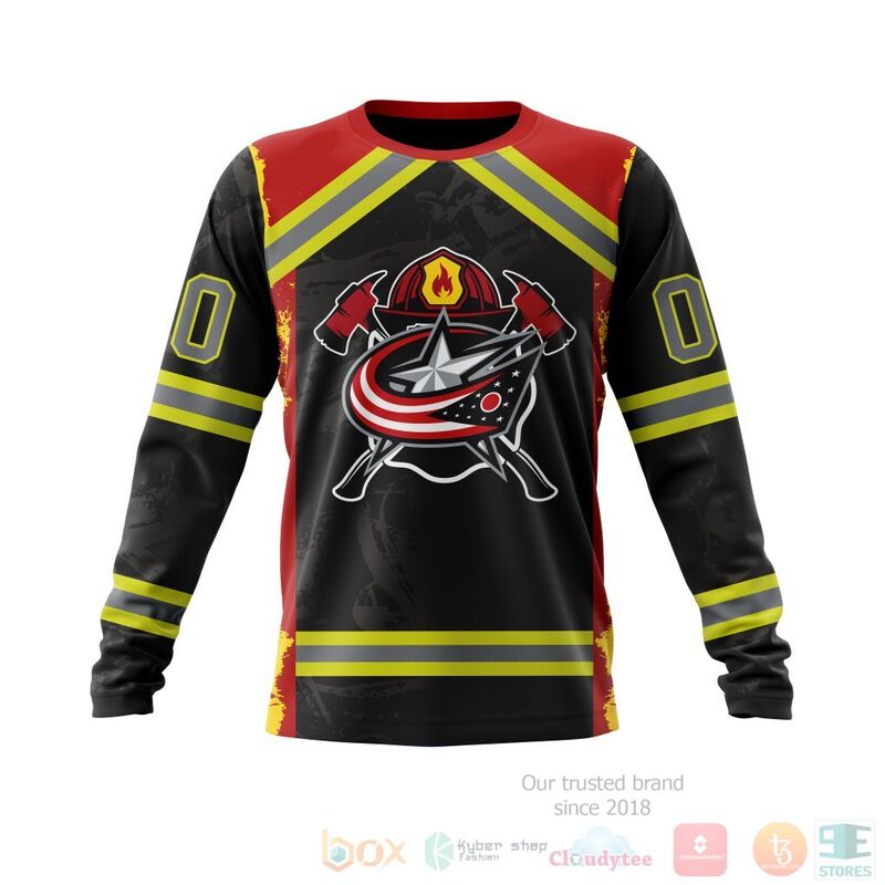 NHL Columbus Blue Jackets Honnor Firefighter Black 3D Hoodie Shirt 1 2