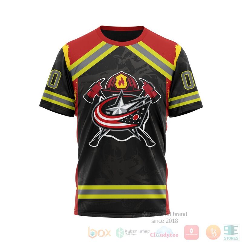 NHL Columbus Blue Jackets Honnor Firefighter Black 3D Hoodie Shirt 1 2 3