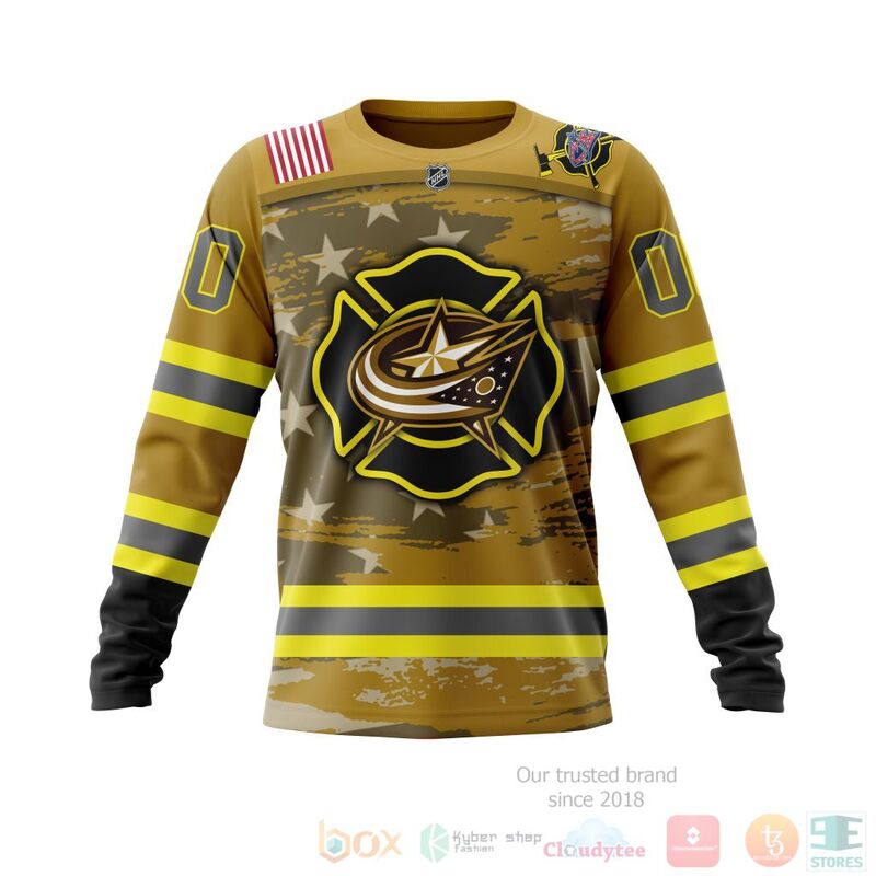 NHL Columbus Blue Jackets Honnor Firefighter Yellow 3D Hoodie Shirt 1 2