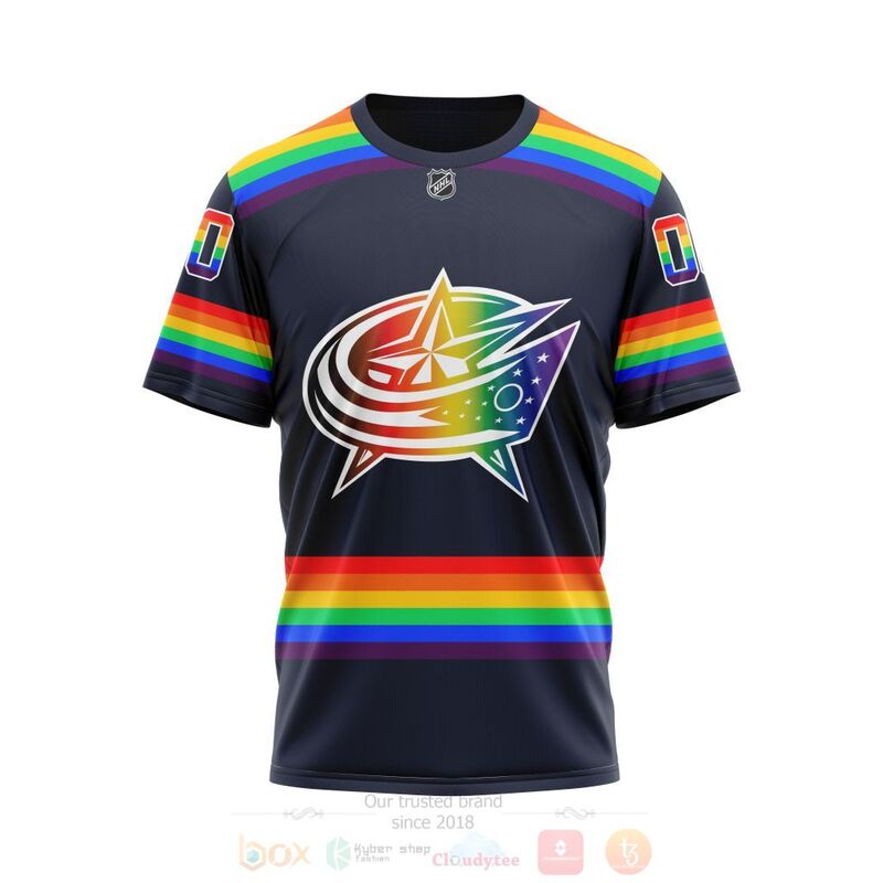 NHL Columbus Blue Jackets LGBT Pride Navy Color Personalized Custom 3D Hoodie Shirt 1 2