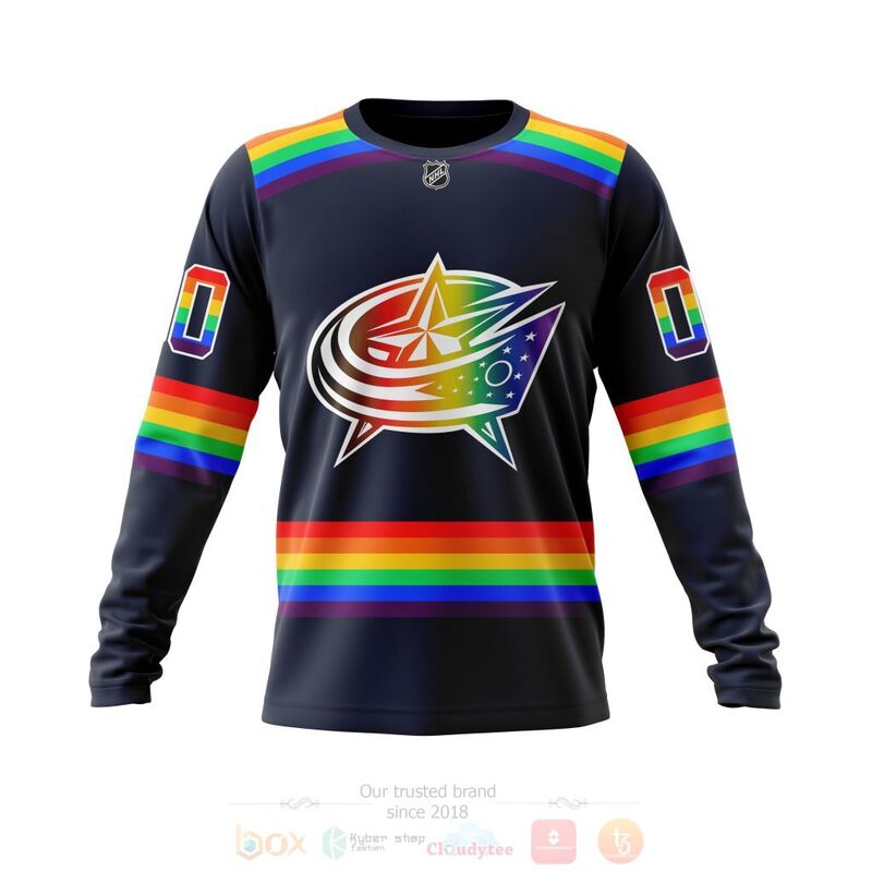 NHL Columbus Blue Jackets LGBT Pride Navy Color Personalized Custom 3D Hoodie Shirt 1 2 3