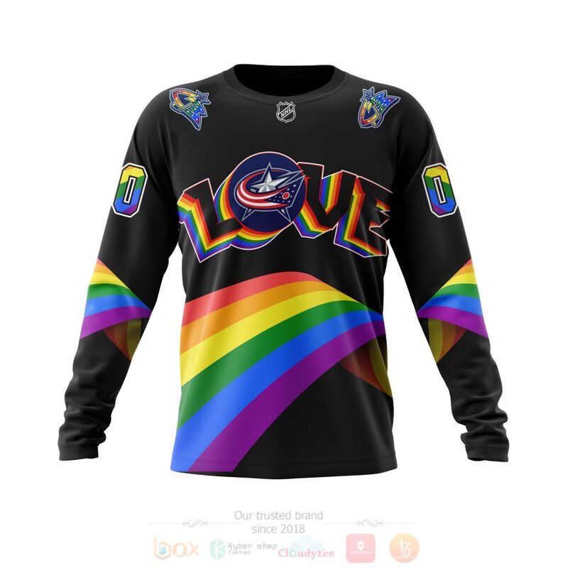 NHL Columbus Blue Jackets Love LGBT Pride Personalized Custom 3D Hoodie Shirt 1 2 3