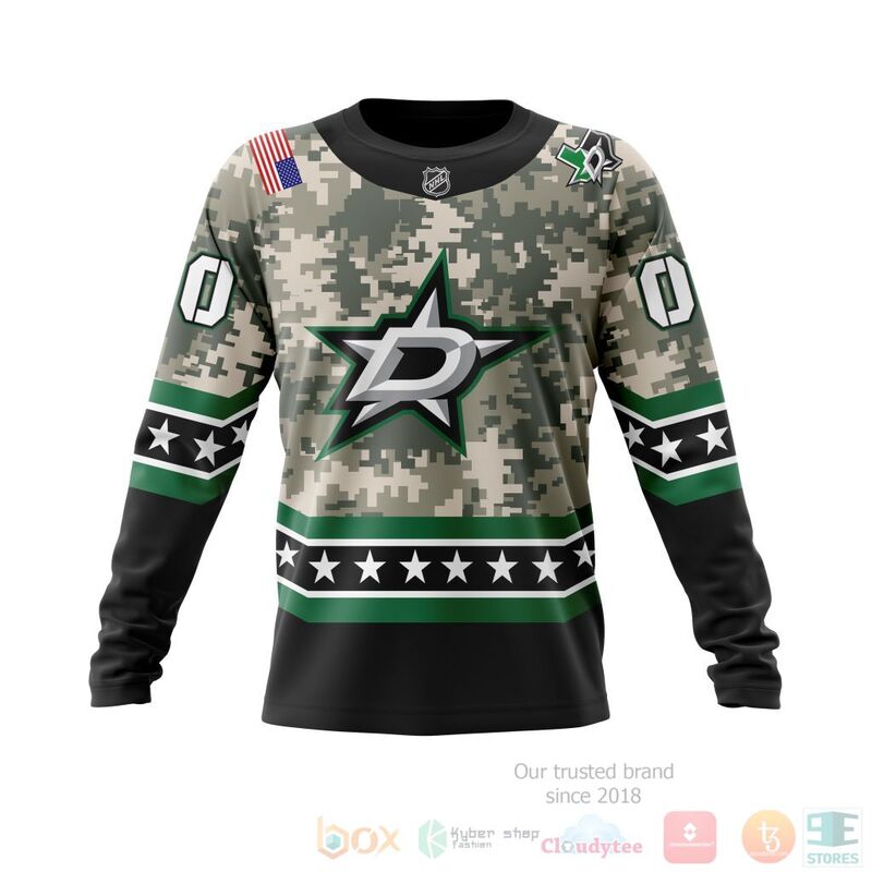 NHL Dallas Stars Honor Military With White Camo Color 3D Hoodie Shirt 1 2