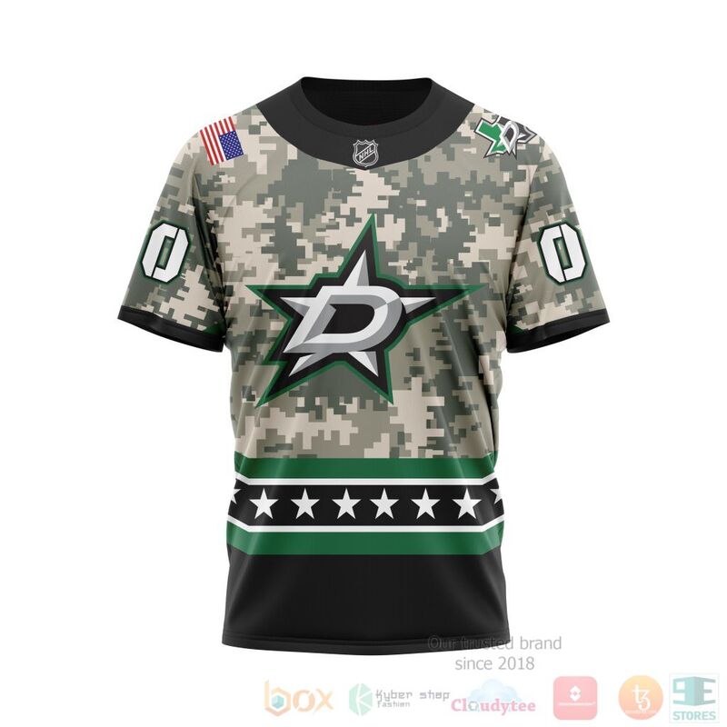NHL Dallas Stars Honor Military With White Camo Color 3D Hoodie Shirt 1 2 3