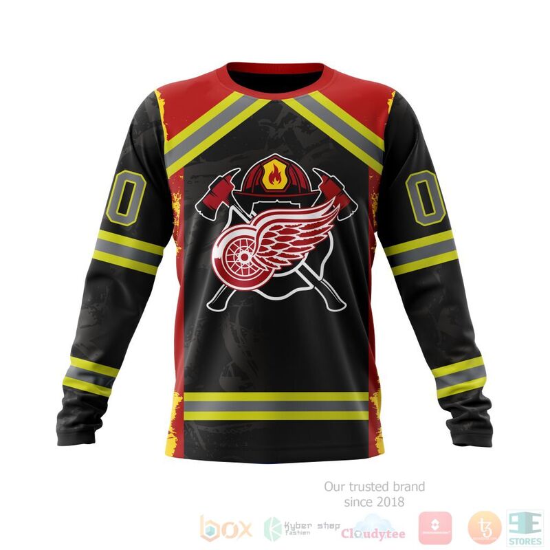 NHL Detroit Red Wings Honnor Firefighter Black 3D Hoodie Shirt 1 2
