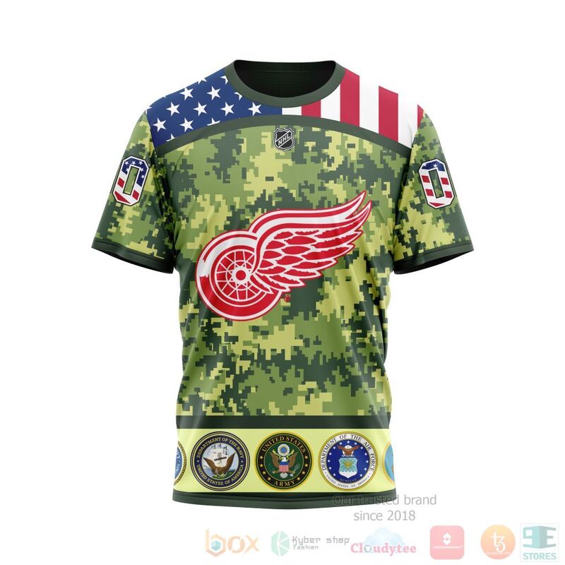 NHL Detroit Red Wings Honor Military With Green Camo Color 3D Hoodie Shirt 1 2 3