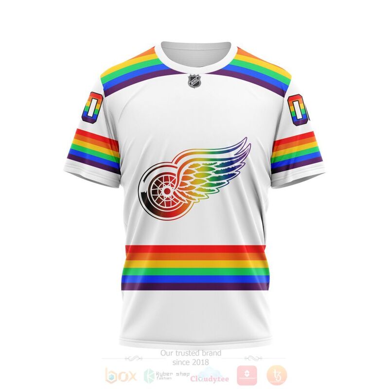 NHL Detroit Red Wings LGBT Pride White Personalized Custom 3D Hoodie Shirt 1 2