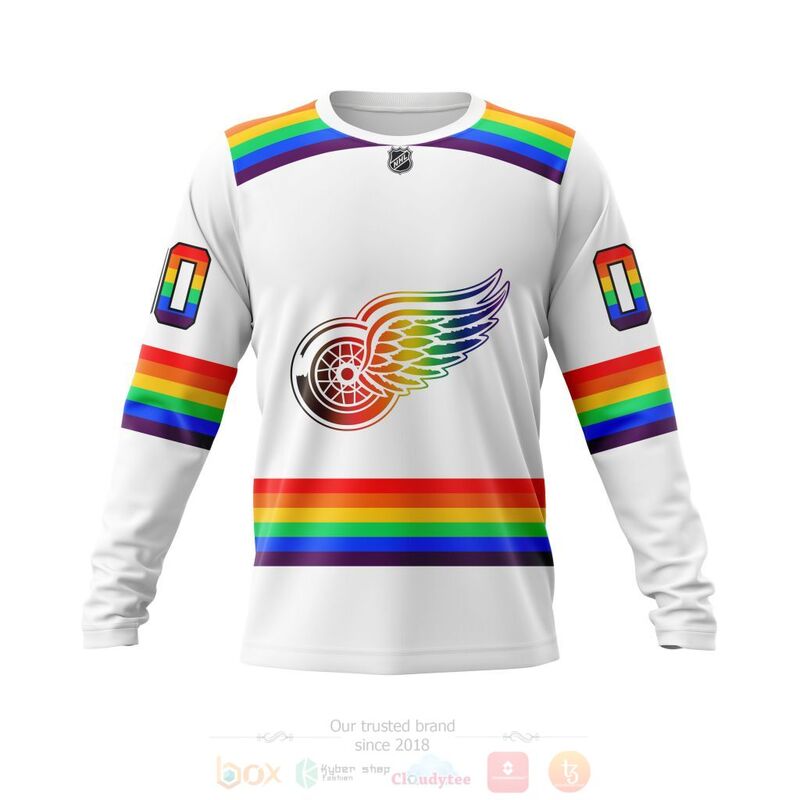 NHL Detroit Red Wings LGBT Pride White Personalized Custom 3D Hoodie Shirt 1 2 3